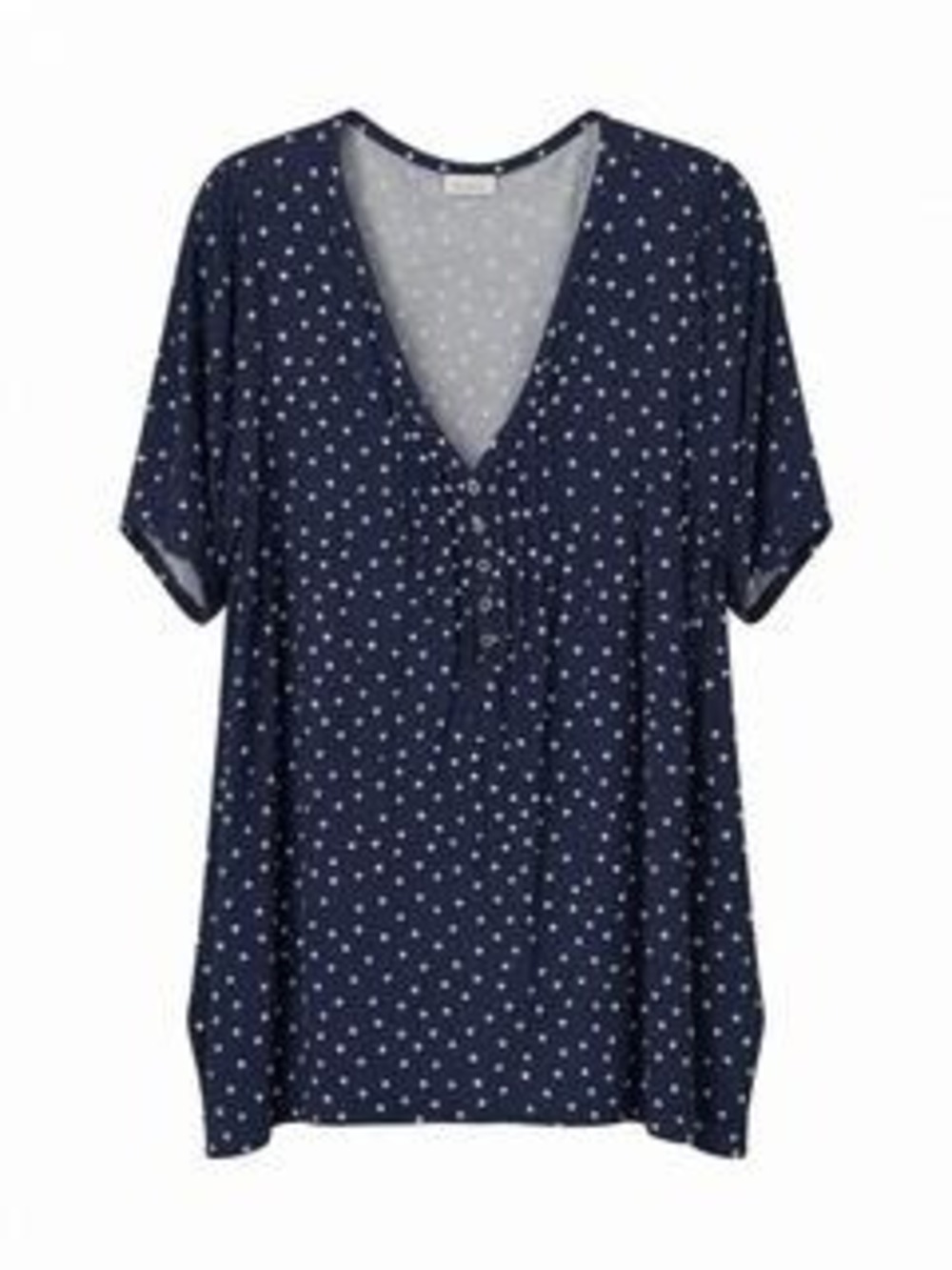 Avenue Navy White Women's Polka Dot Blouse Women L Navy